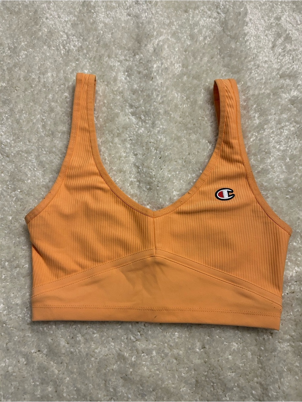 Champion Orange Ribbed Sports Bra/Tank Top Women’s Small